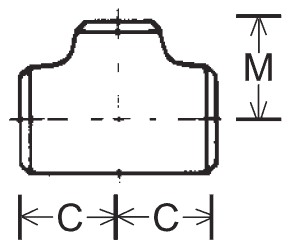 B16.9 tee dimensions